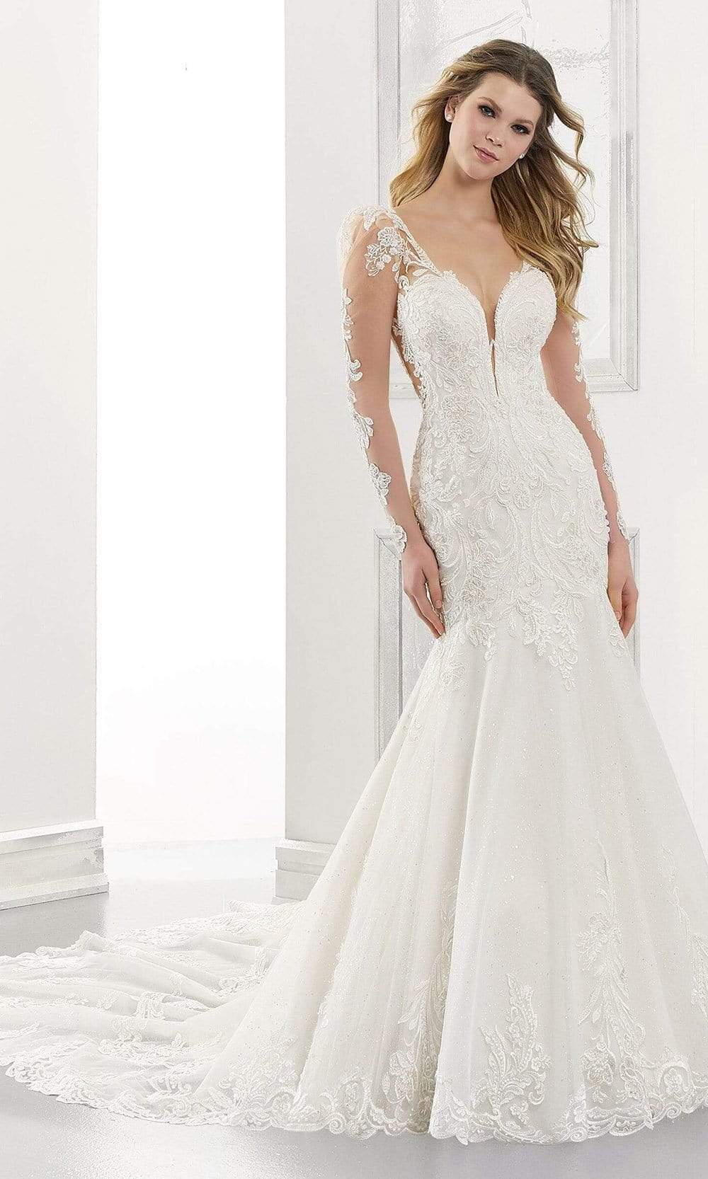 Mori Lee Bridal - 2174 Anastasia Long Sleeve Embellished Wedding Gown Wedding Dresses 0 / Ivory/Sand/Honey