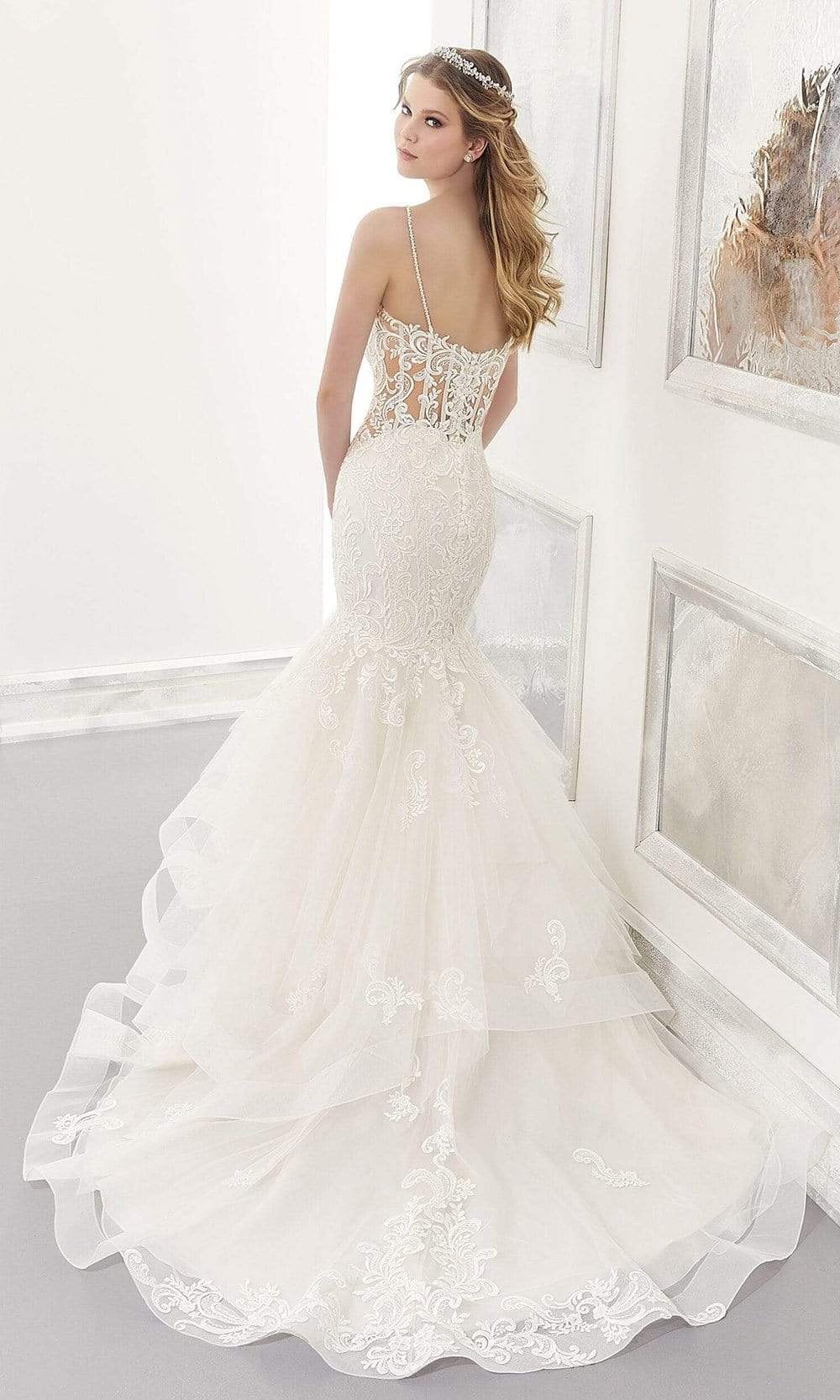 Mori Lee Bridal - 2182 Alexis Applique Lace Tier Mermaid Gown Wedding Dresses