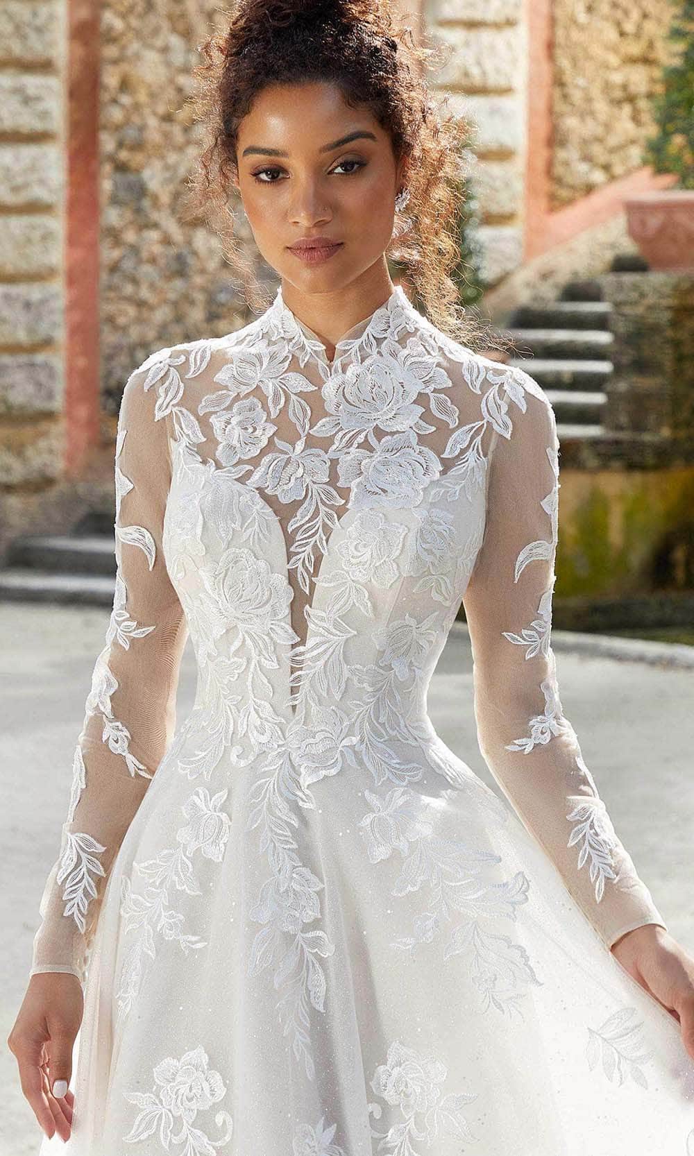 Mori Lee Bridal 2463 - High Neck Floral Lace Bridal Gown Bridal Dresses