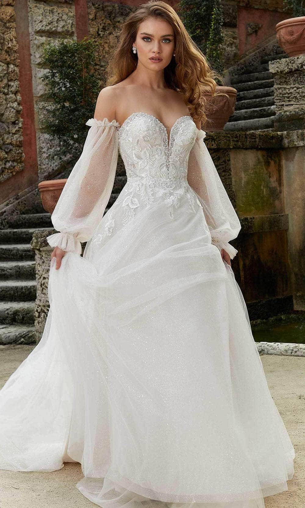 Mori Lee Bridal 2468 - Strapless Sleeve Wedding Dress Special Occasion Dress 00 / Ivory/Porcelain