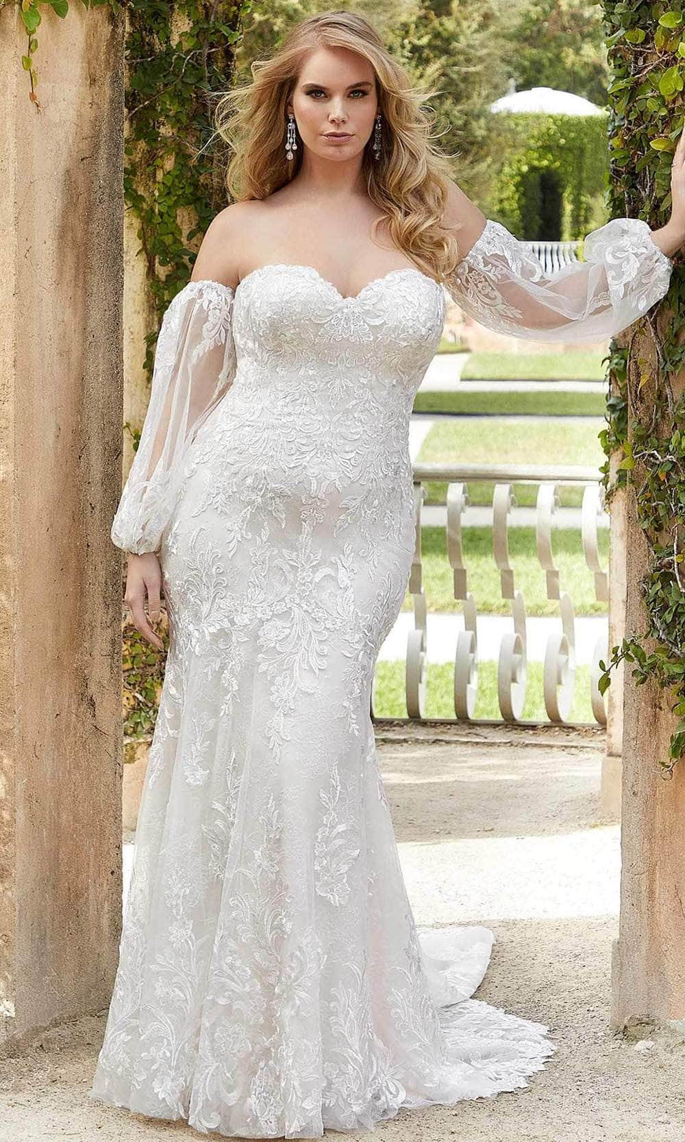 Mori Lee Bridal 3365C - Embroidered Sweetheart Neck Wedding Dress Wedding Dresses 00 / Ivory/Porcelain