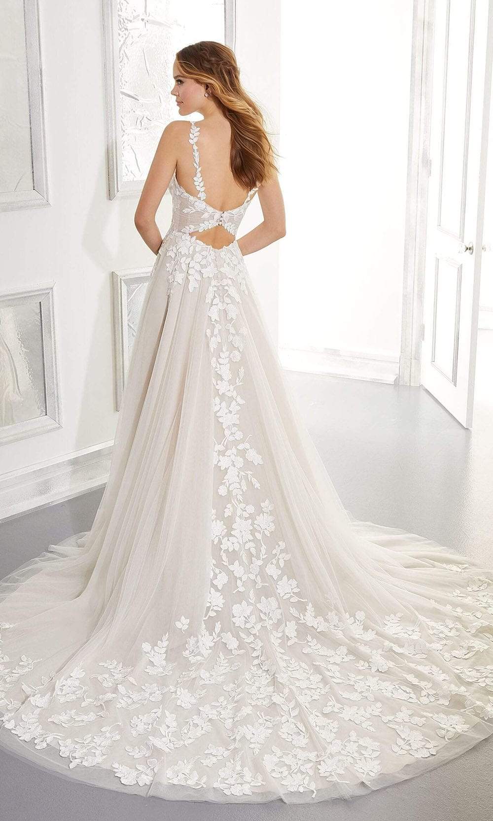 Mori Lee Bridal - 5871 Artemis Applique Ruched A-Line Wedding Gown Wedding Dresses