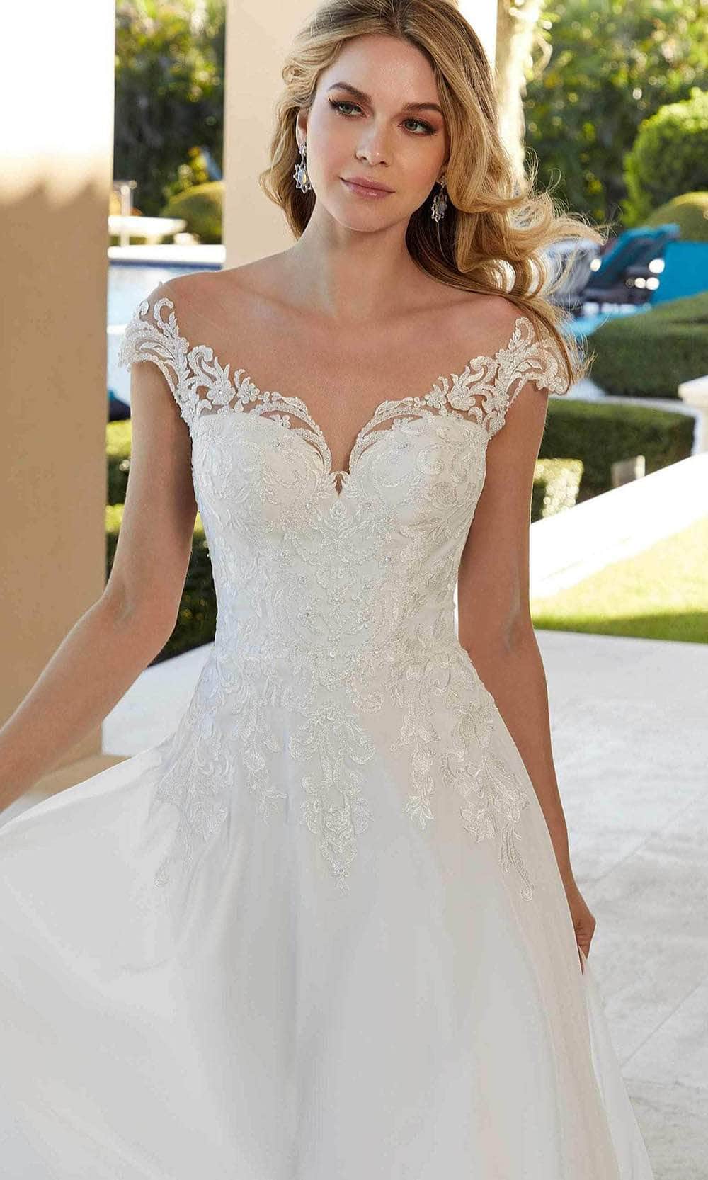 Mori Lee Bridal 5978 - Laced Short Sleeved Bridal Gown Wedding Dresses