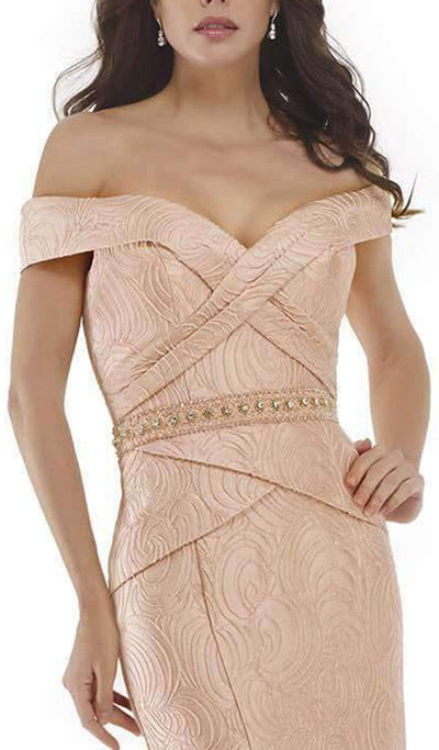 Morrell Maxie 15727 Crisscrossed Off Shoulder Textured Evening Gown - 1 pc Rose in size 8 Available CCSALE 8 / Rose