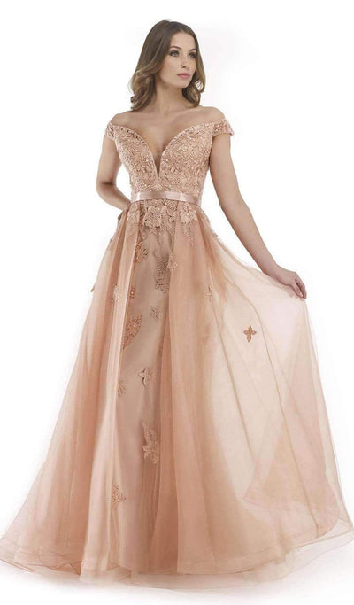 Morrell Maxie Off-Shoulder Sheer Overskirt Gown 15700 CCSALE 10 / Rose