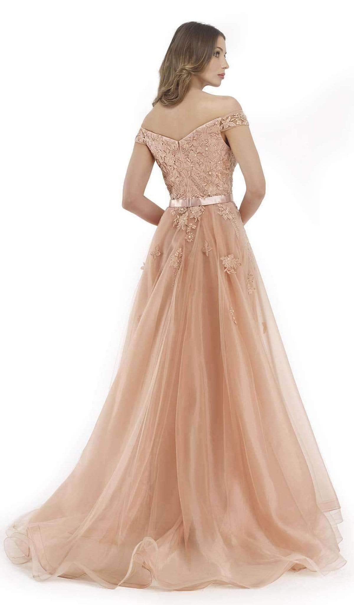 Morrell Maxie Off-Shoulder Sheer Overskirt Gown 15700 CCSALE 10 / Rose