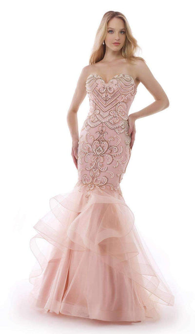 Morrell Maxie Ornate Strapless Mermaid Gown 15456 - 1 pc Periwinkle In Size 10 Available CCSALE 10 / Periwinkle