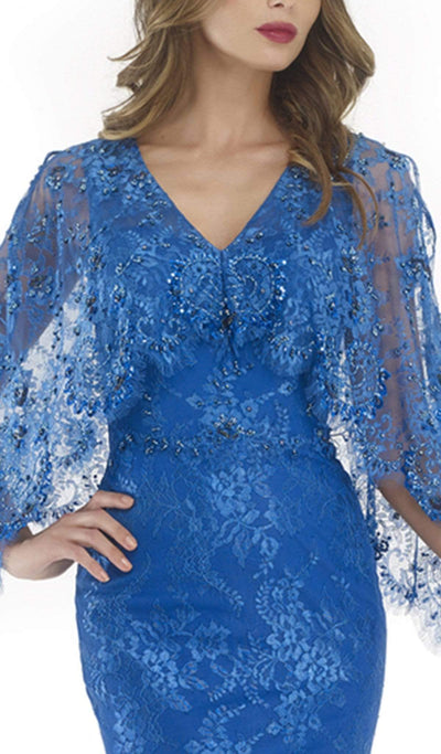 Morrell Maxie Scalloped Cape Overlay Lace Dress 15739 CCSALE 18 / Teal