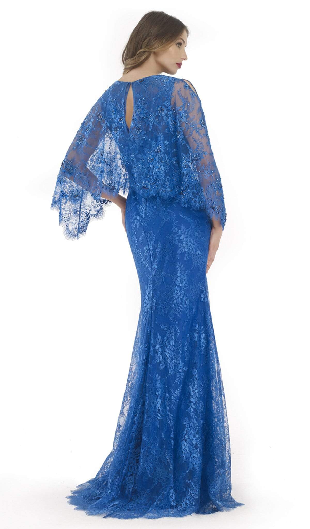 Morrell Maxie Scalloped Cape Overlay Lace Dress 15739 CCSALE 18 / Teal