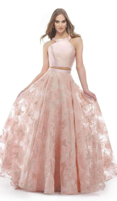Morrell Maxie Two Piece Mikado Jacquard Print Dress 15792 - 1 pc Blush In Size 6 Available CCSALE 6 / Blush