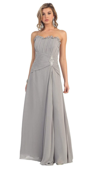 May Queen - MQ 630SC Strapless Pleated Long Gown with Bolero