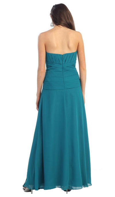 May Queen - MQ 630SC Strapless Pleated Long Gown with Bolero