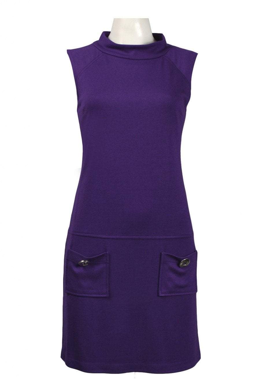 Muse - M0579M Stand-up Collar Sleeveless Ponte Shift Dress In Purple