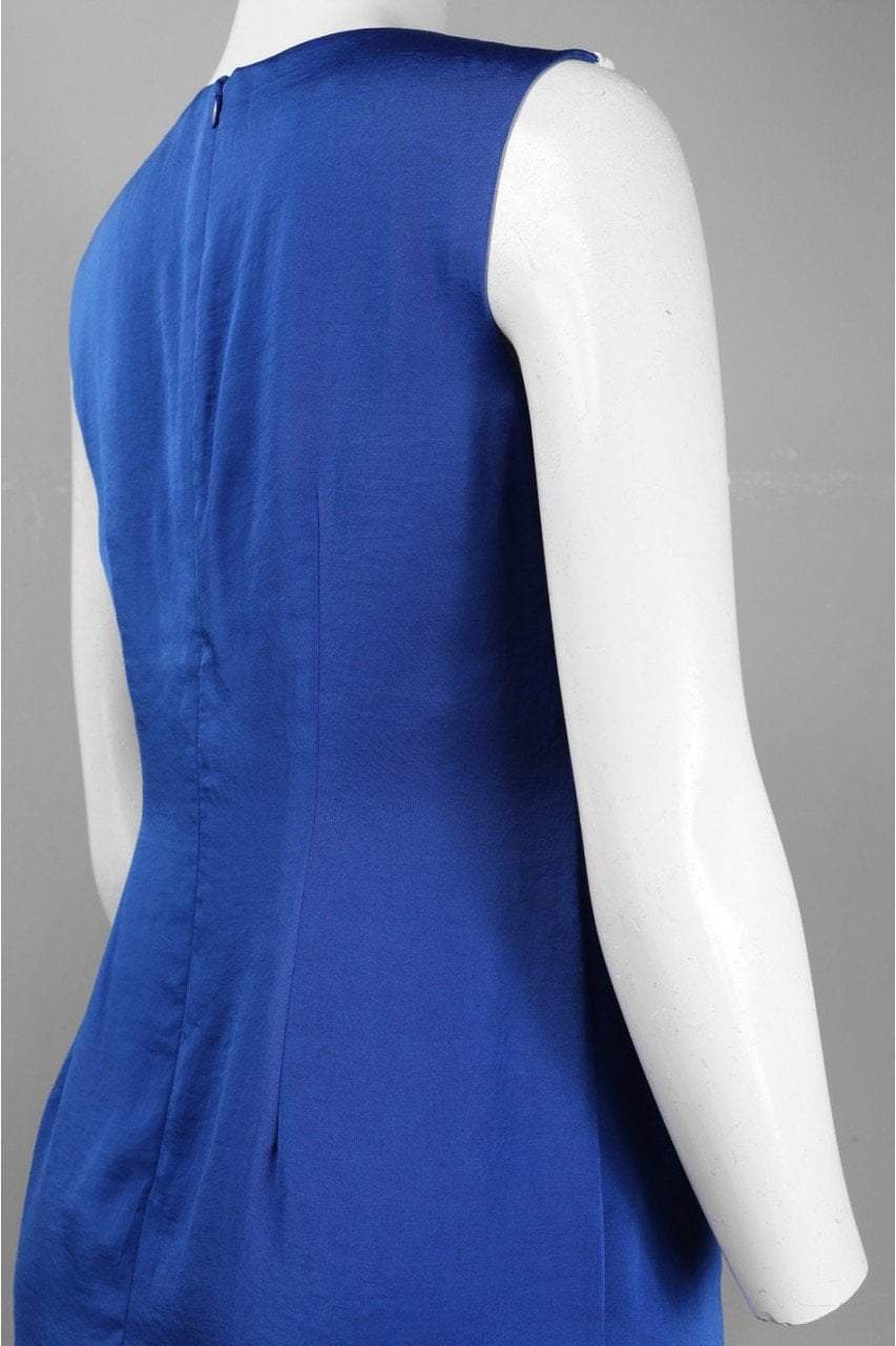 Muse - V-Neck Sheath Dress M2323M in Blue
