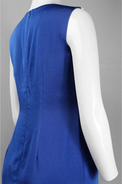 Muse - V-Neck Sheath Dress M2323M in Blue