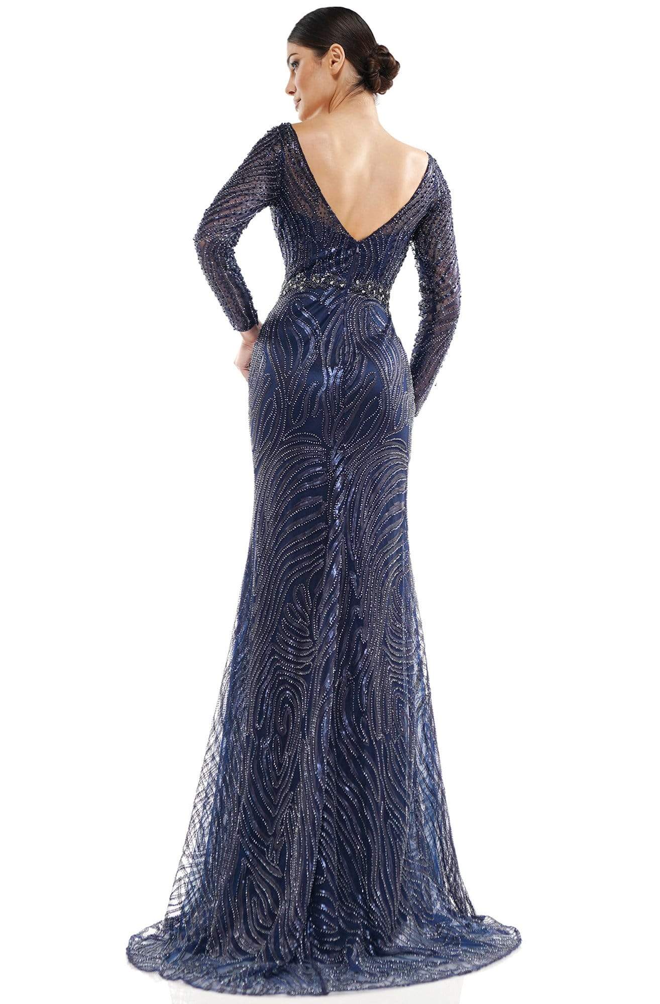 Marsoni by Colors - MV1027 Embellished Bateau Trumpet Dress Mother of the Bride Dresses