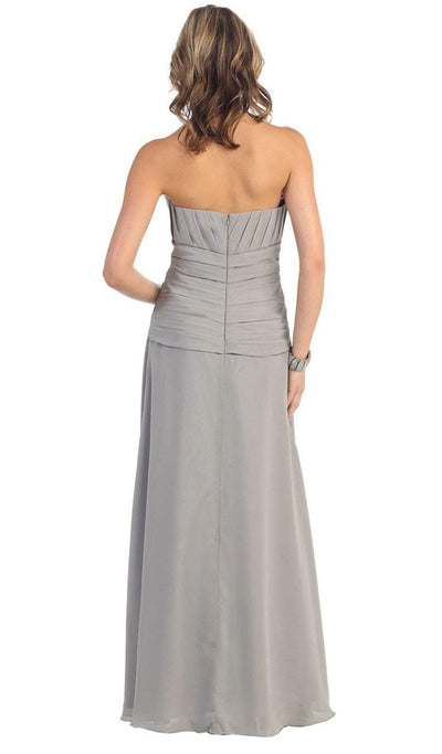 May Queen - MQ 630SC Strapless Pleated Long Gown with Bolero