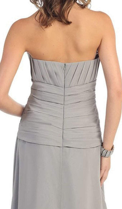 May Queen - MQ 630SC Strapless Pleated Long Gown with Bolero