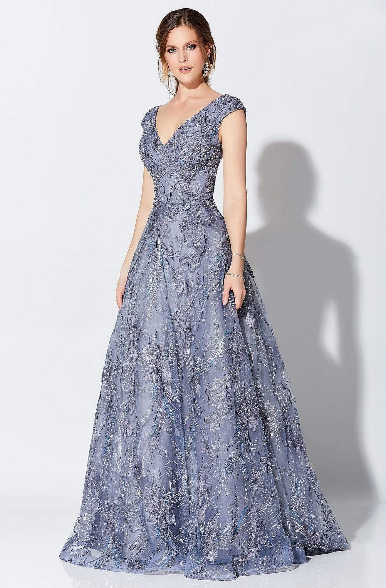 Ivonne D for Mon Cheri - 119D50 Embroidered Tulle Ballgown Evening Dresses 0 / Delphinium
