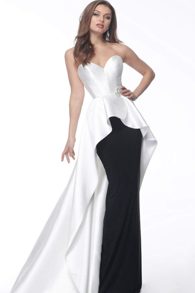 Jovani - 67123 Strapless Sweetheart Long Dress In White and Black