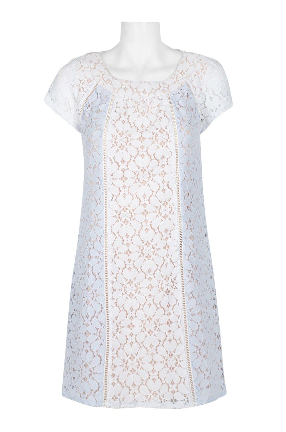 Nanette Nanette Lepo - ND8S130A3 Floral Lace Scoop A-line Dress In White