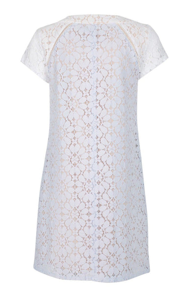 Nanette Nanette Lepo - ND8S130A3 Floral Lace Scoop A-line Dress In White