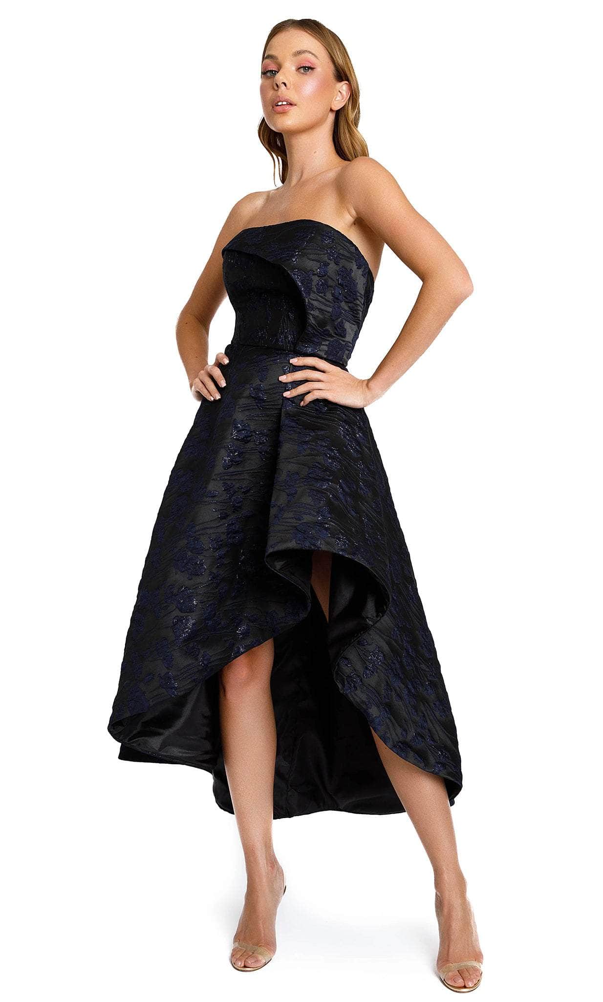 Nicole Bakti 6782 - Strapless Jacquard A-line Midi Dress Special Occasion Dress