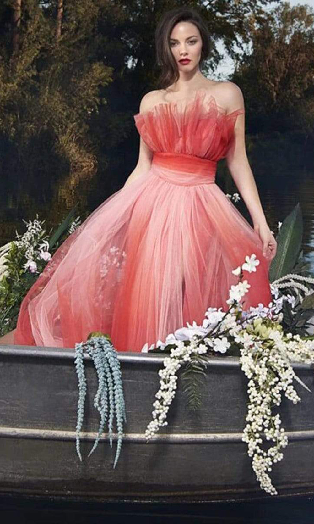 Nicole Bakti - 6928SC Tulle Fabric Ombre Enchanting Dress In Pink