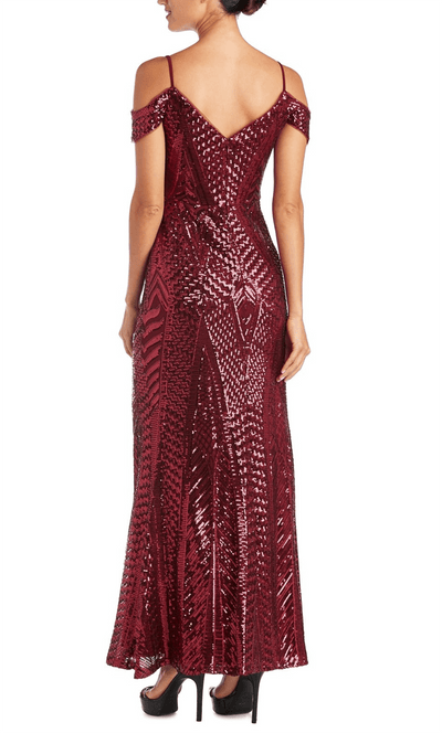 Nightway 21917A - Sequined V-Neck Evening Gown Special Occasion Dress