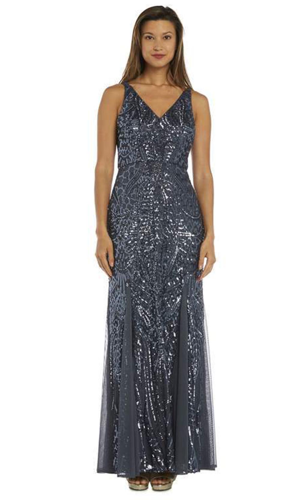 Nightway - 21685WSC Sleeveless Sequin-Appliqued Evening Dress In Gray