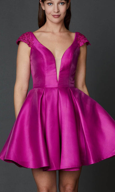 Nina Canacci 306 - Plunging Neck Cap Sleeve Cocktail Dress Special Occasion Dress