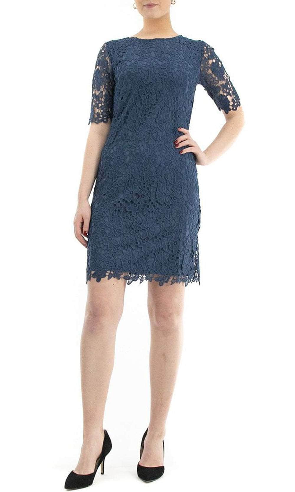 Nina Leonard L0474A - Short Lace Sheath Dress