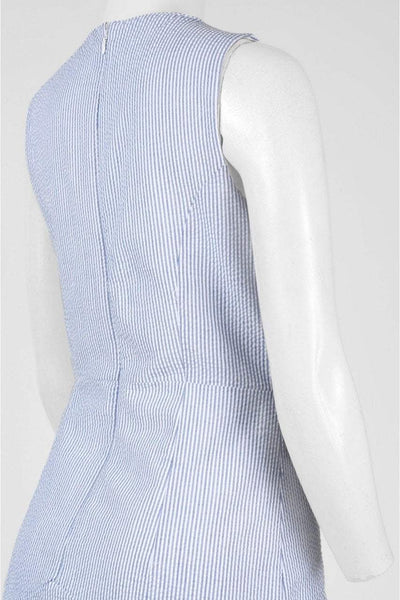 Nina Leonard - L5358A Sleeveless, Jewel A-line Dress in Blue and White