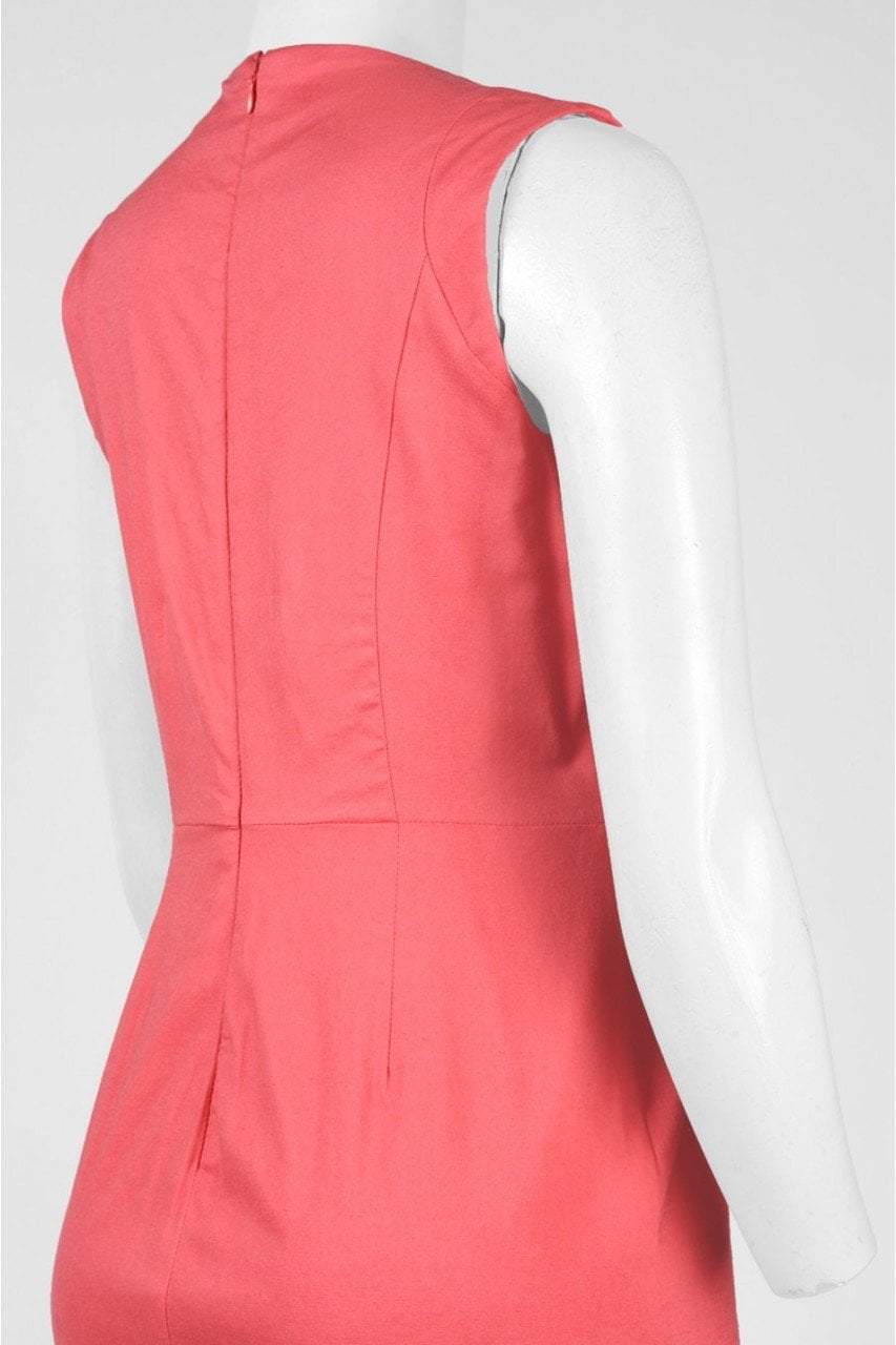 Nina Leonard - L5695A Sleeveless Front Button Sheath Dress in Pink and Orange