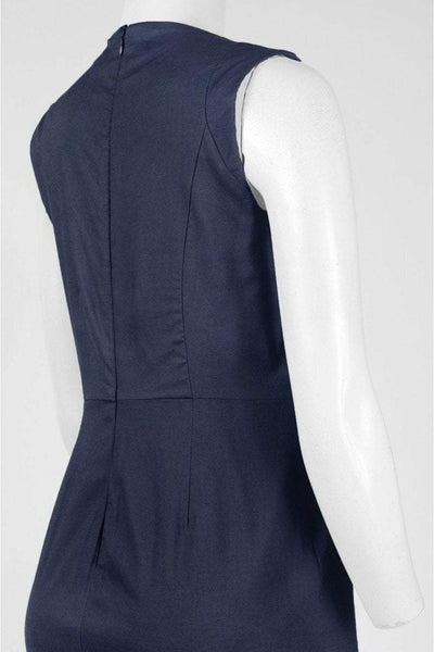 Nina Leonard - L5695A Sleeveless Front Button Sheath Dress in Blue