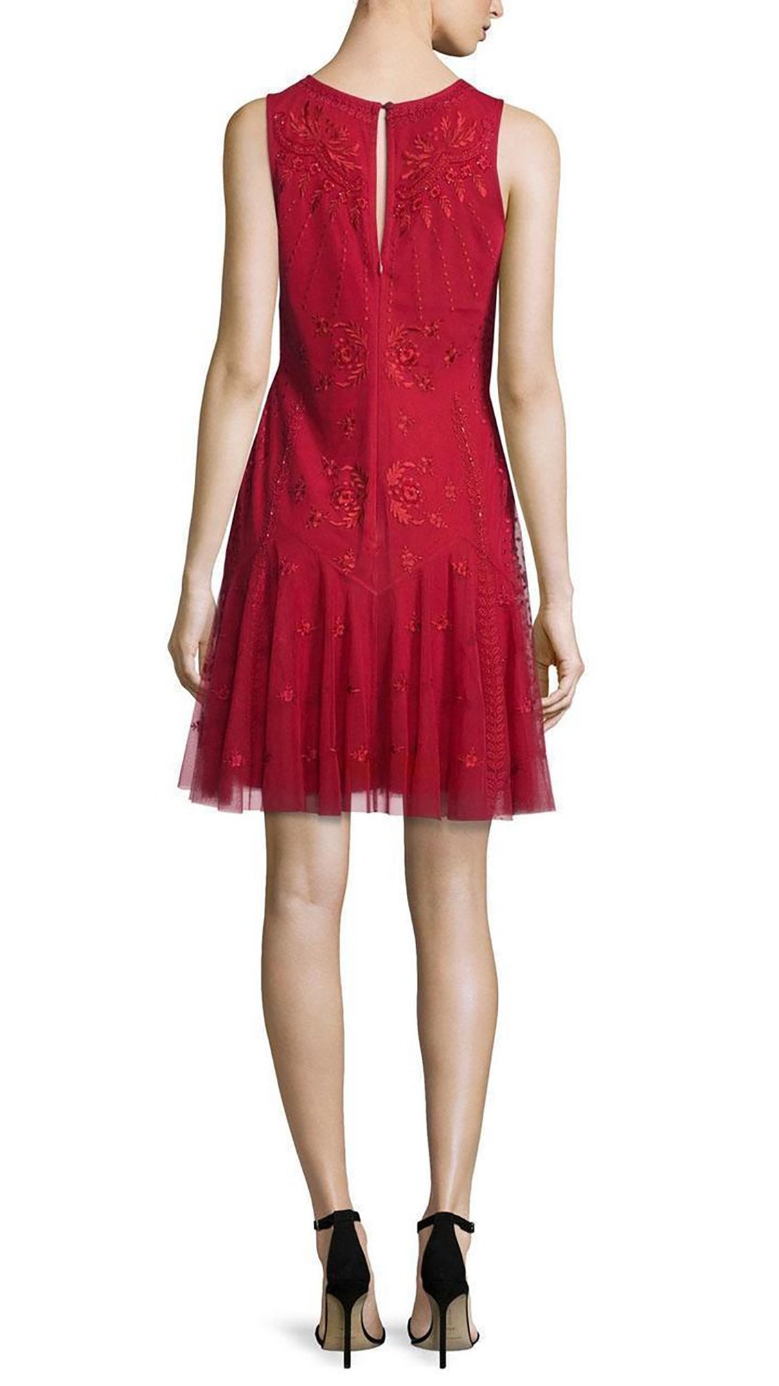 Aidan Mattox - 54473380SC Jewel Neck Embroidered Short Dress