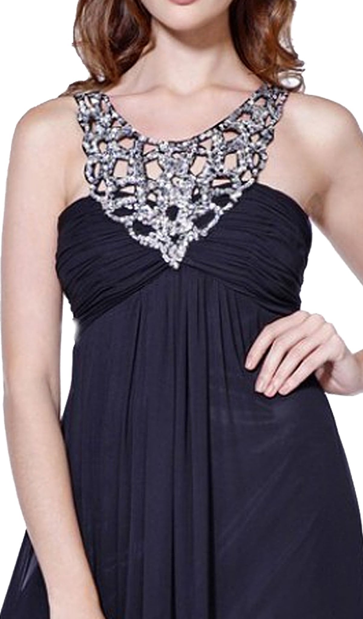 Nox Anabel - 2592 Embellished Scoop Neck Empire Waist Evening Dress Special Occasion Dress