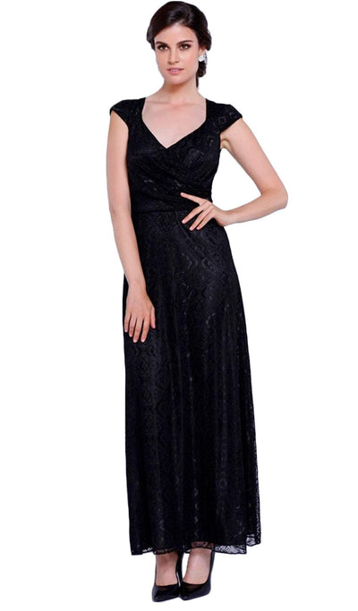 Nox Anabel - 5140 Lace V-Neck A-Line Dress Special Occasion Dress M / Black