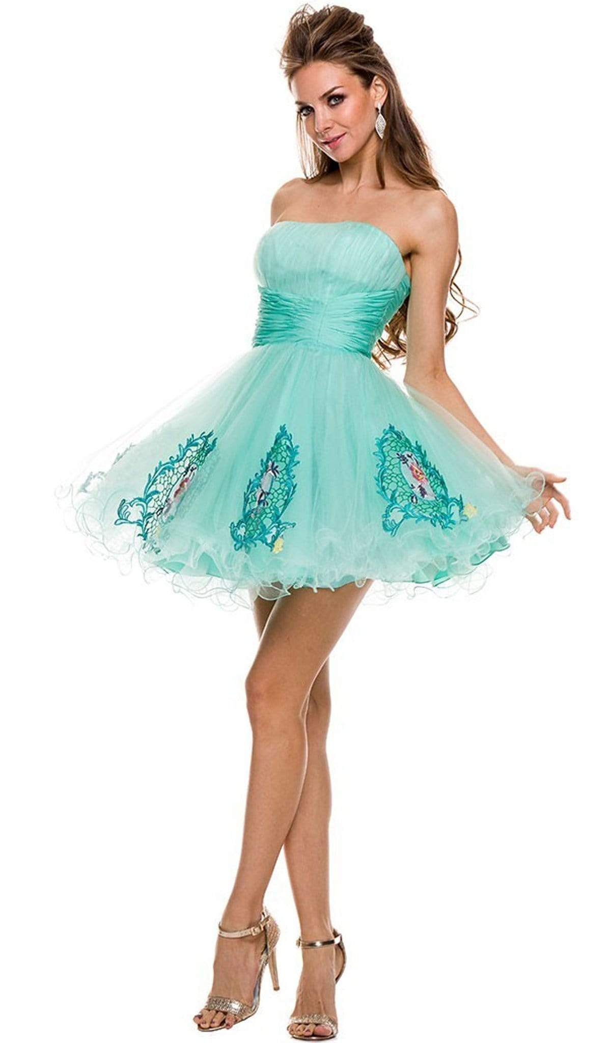 Nox Anabel - 6041 Ruched A-Line Dress Special Occasion Dress XS / Mint Green