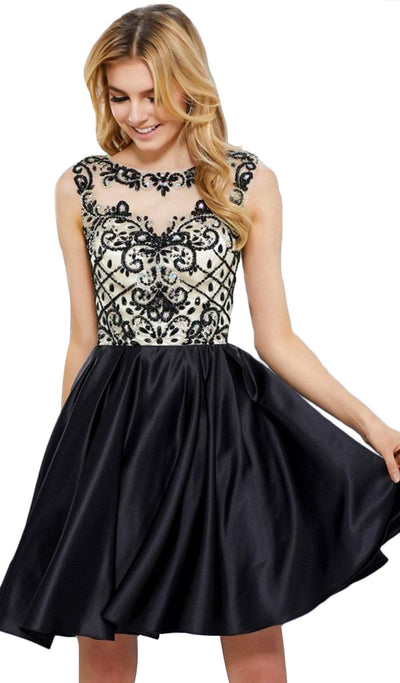 Nox Anabel - 6059 Sleeveless Illusion Adorned Cocktail Dress Special Occasion Dress