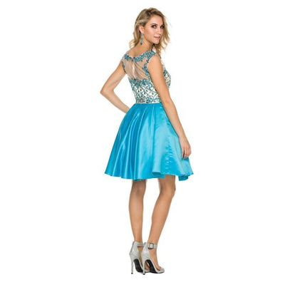 Nox Anabel - 6059 Sleeveless Illusion Adorned Cocktail Dress Special Occasion Dress