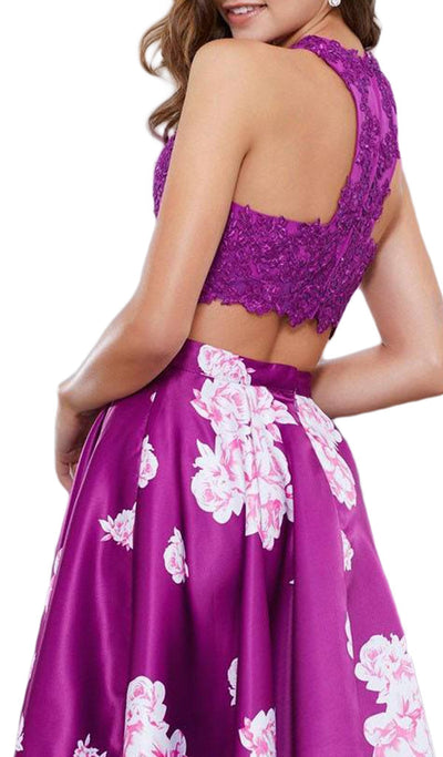 Nox Anabel - 6219 Two-Piece Lace Halter Floral Cocktail Dress Special Occasion Dress