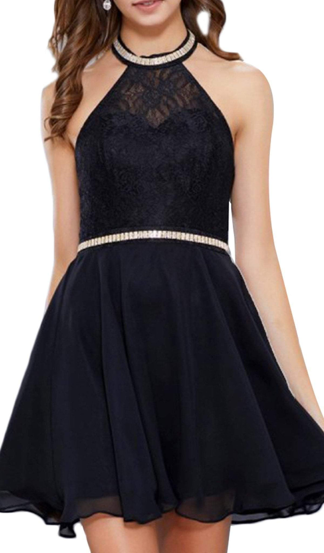 Nox Anabel - 6225 Illusion High Halter Lace Cocktail Dress Special Occasion Dress