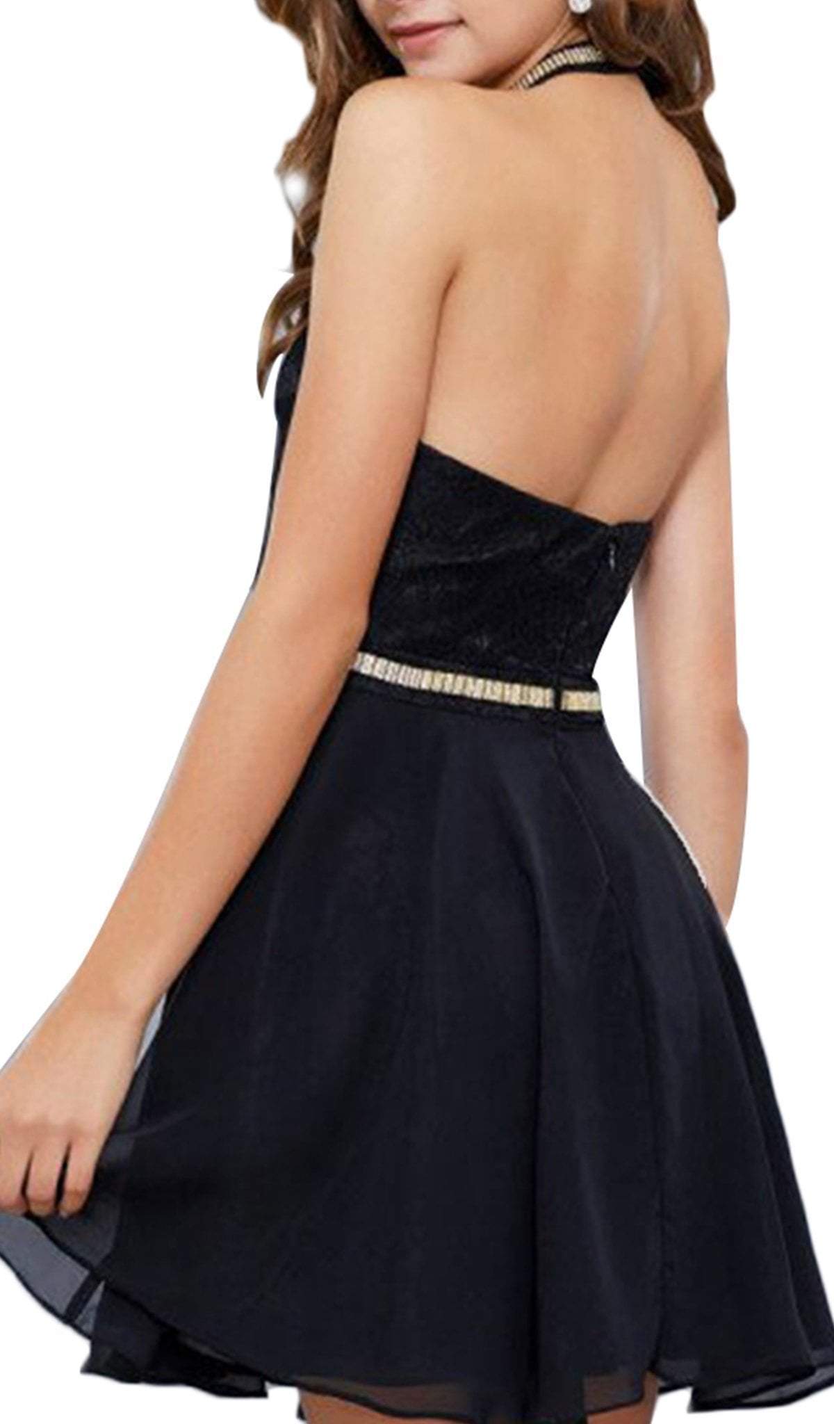 Nox Anabel - 6225 Illusion High Halter Lace Cocktail Dress Special Occasion Dress XS / Black