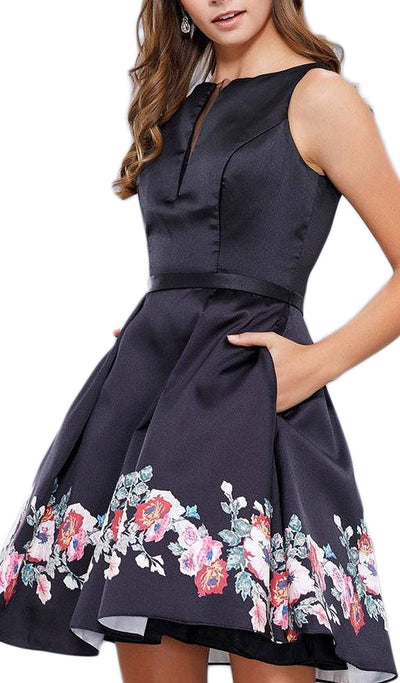 Nox Anabel - 6233 Chic Floral-Printed Bateau Cocktail Dress Special Occasion Dress