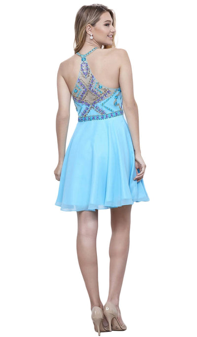 Nox Anabel - 6238 High Illusion Racerback Bejeweled Cocktail Dress Special Occasion Dress