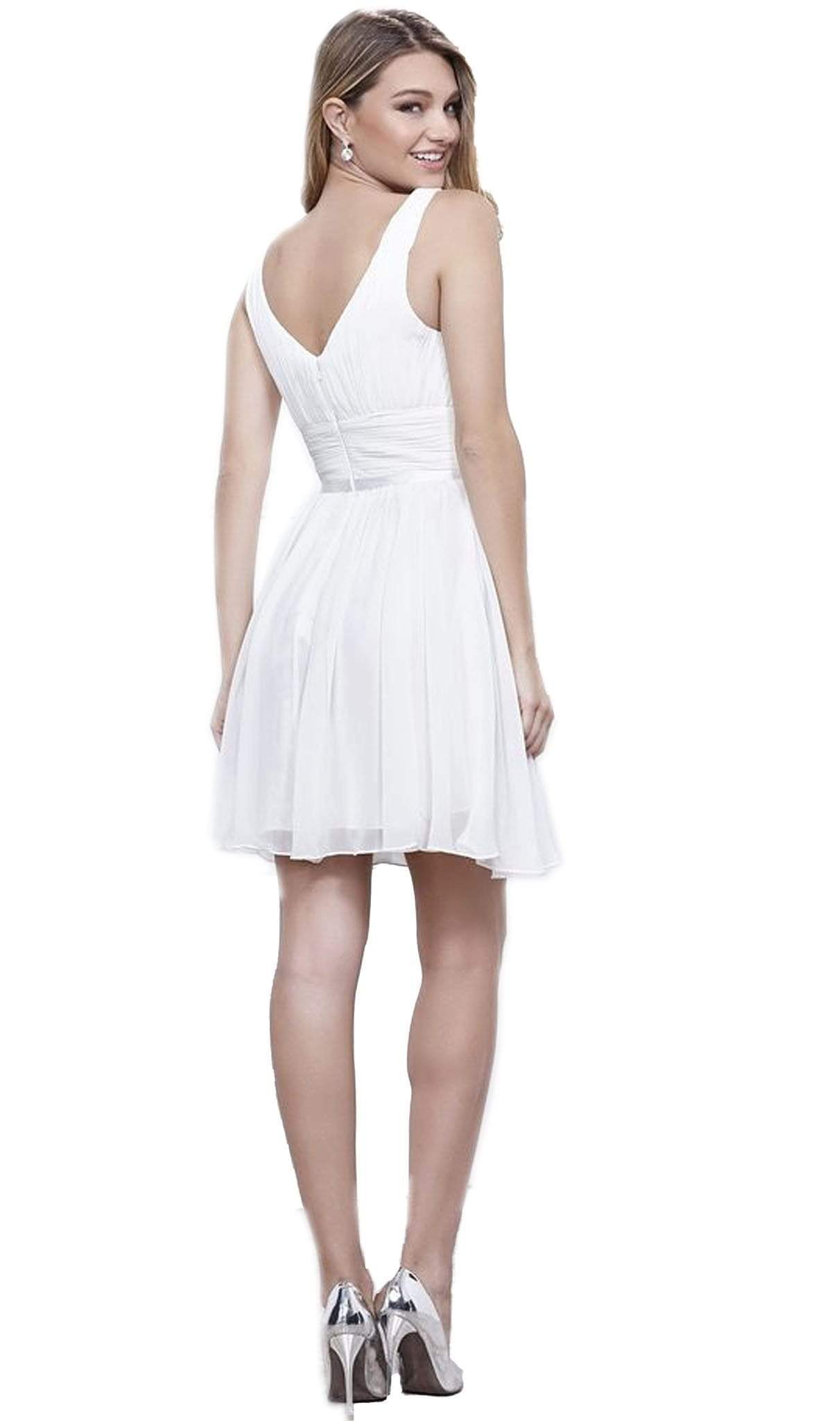 Nox Anabel - 6242 Ruched V-Neck A-line Cocktail Dress Special Occasion Dress