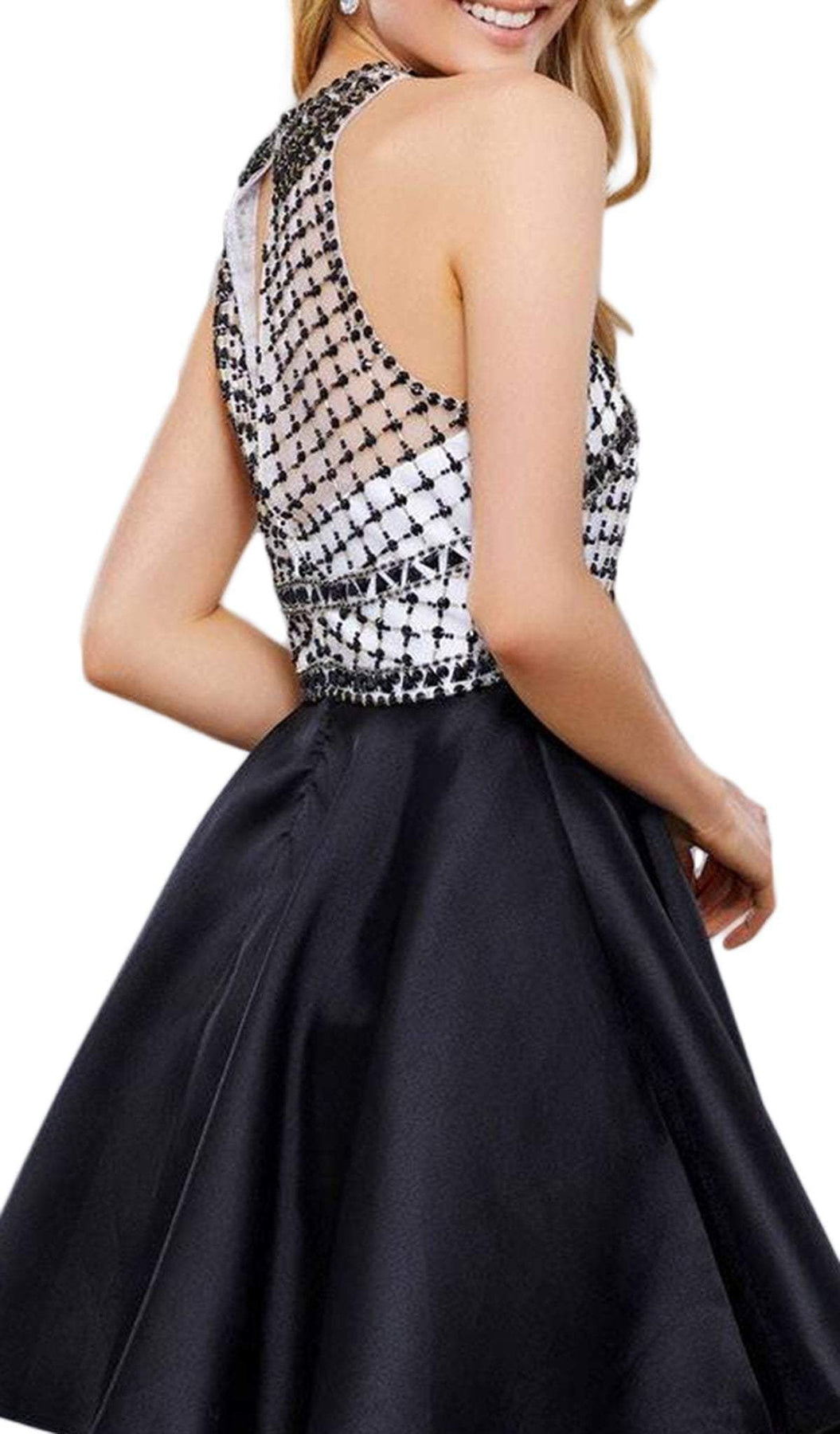 Nox Anabel - 6243 High Halter Illusion Lattice Cocktail Dress Special Occasion Dress