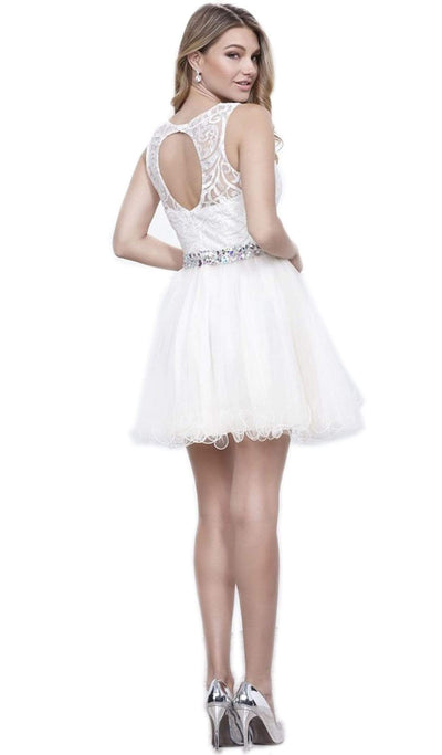 Nox Anabel - 6252 Embroidered Bodice Tulle Short Party Dress Special Occasion Dress