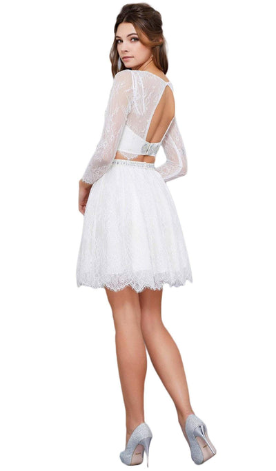 Nox Anabel - 6268 Two Piece Lace Long Sleeve Short Party Dress Special Occasion Dress
